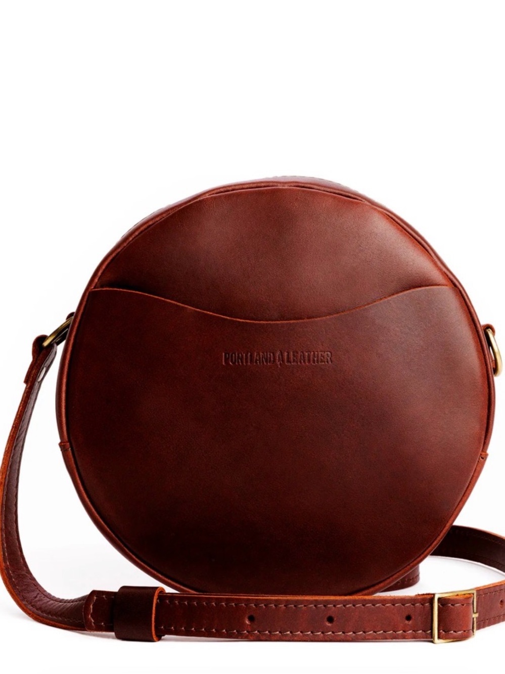 Portland Leather Round Crossbody Bag COGNAC